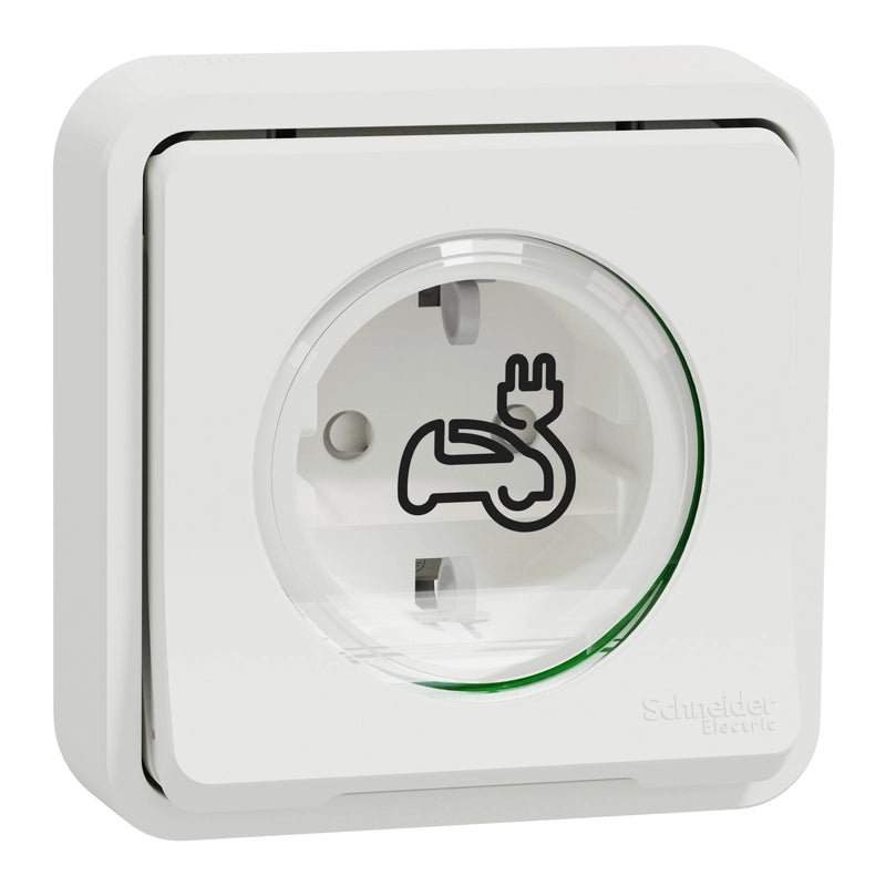 Контакт Schneider Mureva Styl EV 3,7 kW — скрит монтаж, бял