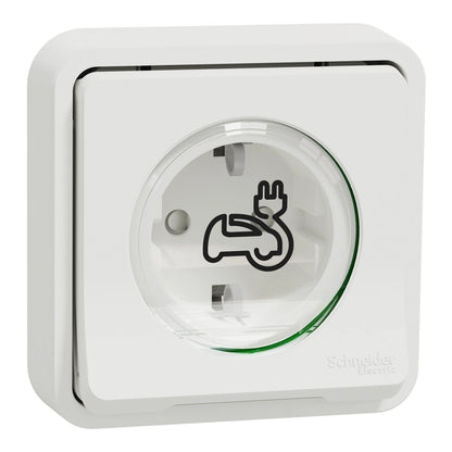 Контакт Schneider Mureva Styl EV 3,7 kW — скрит монтаж, бял