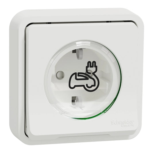 Контакт Schneider Mureva Styl EV 3,7 kW — скрит монтаж, бял